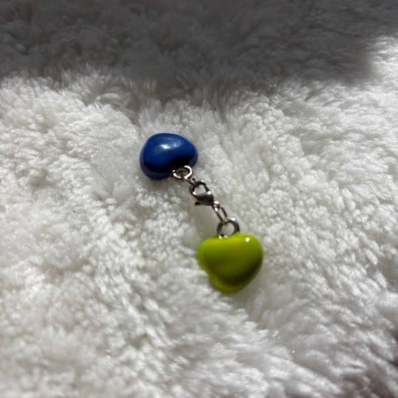 Blue‎ and Green Heart Charm Keychain Cute Kawaii Aesthetic Y2K Keyring Bag - Picture 4 of 4